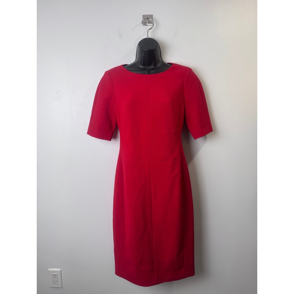 NWT Suistudio Women Red Dress Abril Short Sleeve Sheath Midi Size US 6 EU38